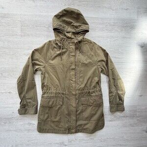 Roots Canada Field Hooded Jacket Women Sz S Military Cargo Anorak Utility Grunge